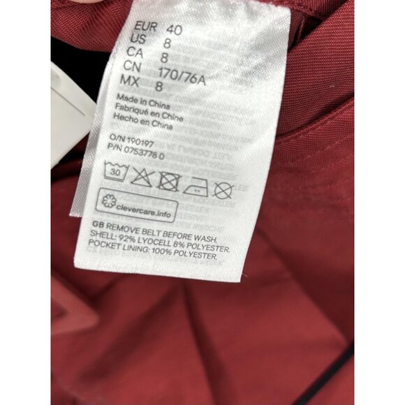 H&M Conscious Pants Womens 8 Belted Trousers High Rise Straight Leg Tencel Chic - Picture 13 of 14